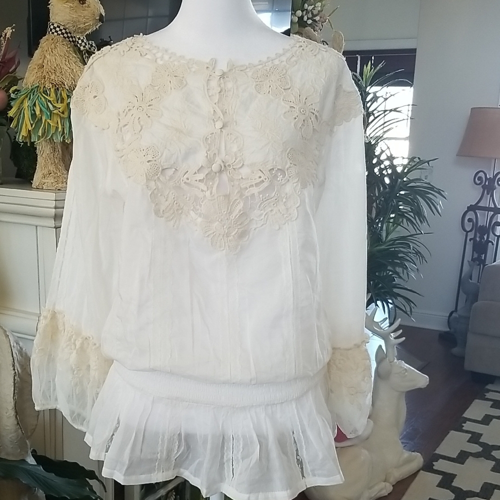 Elegant Cream Lace Women's Top